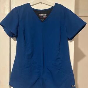 Grey's Anatomy Women's V-Neck Blue Short Sleeve Top